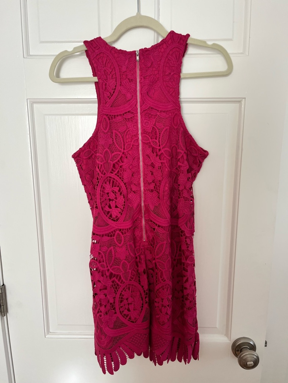 Lovers + Friends caspian Bright Pink Lace Floral Shift Mini Dress - Picture 5 of 6